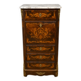 Secrétaire à abattant de style Louis XV en bois précieux marqueté