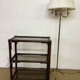 Rattan and smoked glass bookcase shelf