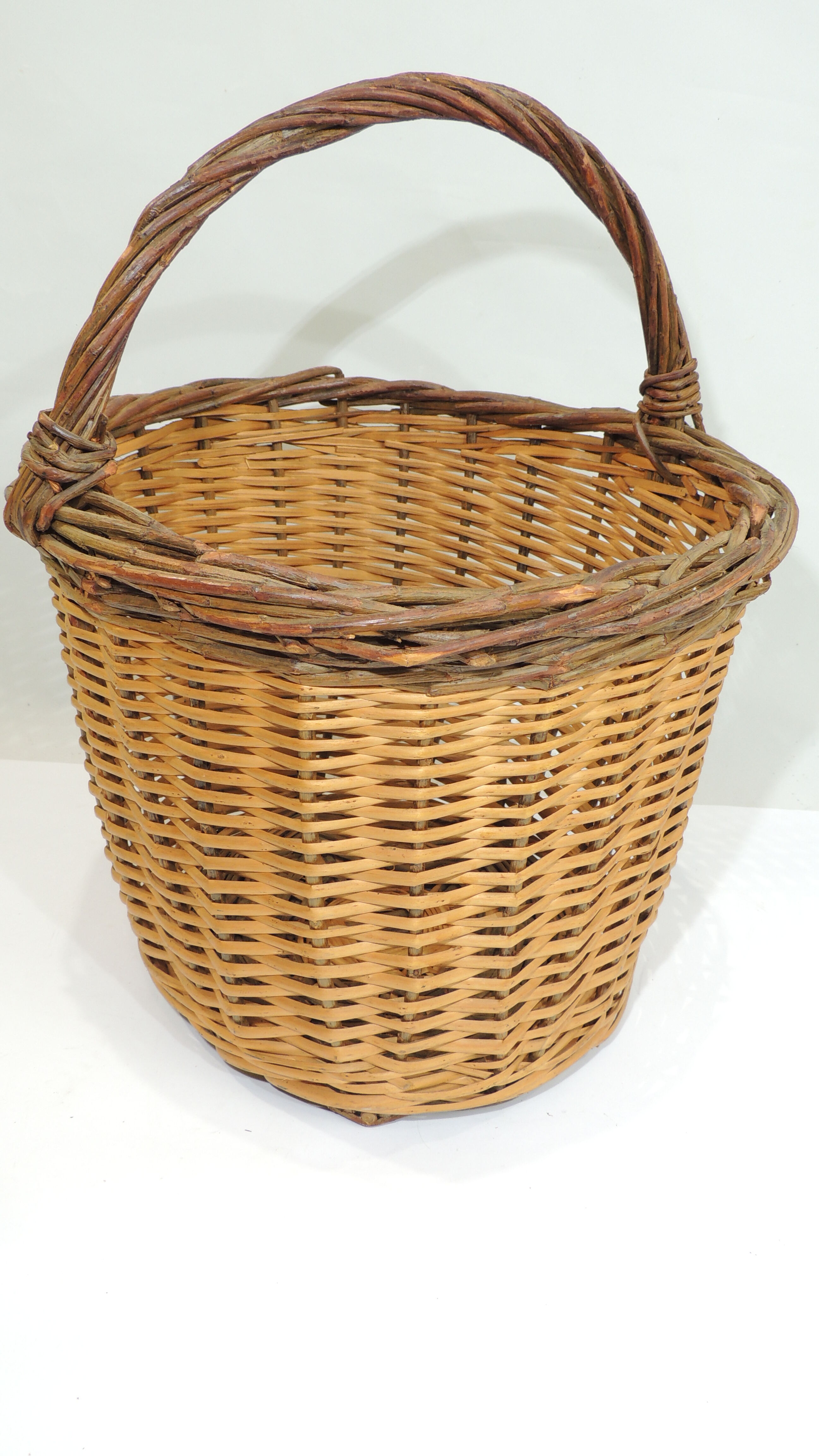 Antique wicker basket / handmade / vintage