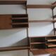 Modular 3-compartment teak wall shelving system with desk and lighting by Kai Kristiansen for FM, Denmark, 1960s