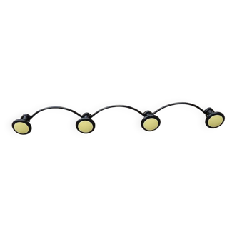 Old Wall Coat Rack 4 Black & Yellow Hooks