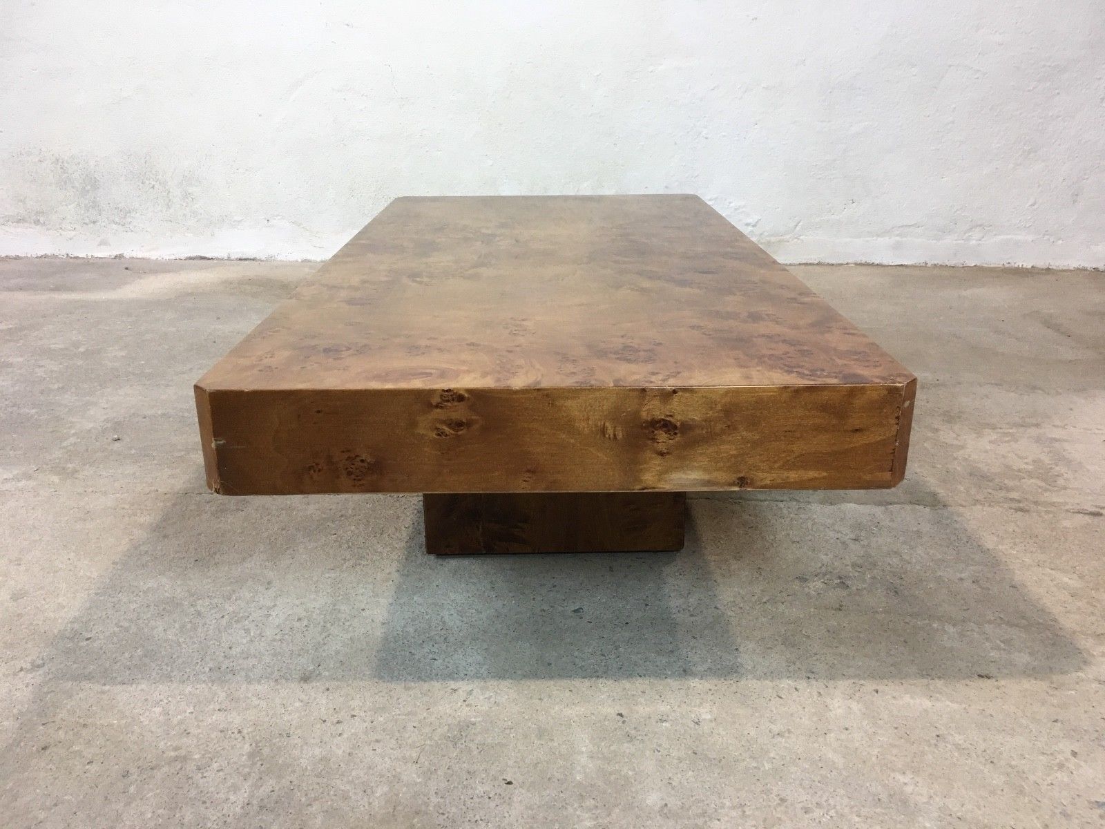 70s walnut magnifying glass coffee table