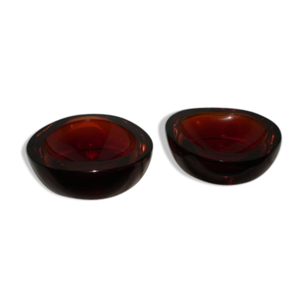 Paire de coupelles Seguso Murano rouge selenium XX° | Selency