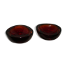 Pair of Seguso Murano red selenium XX ° cups