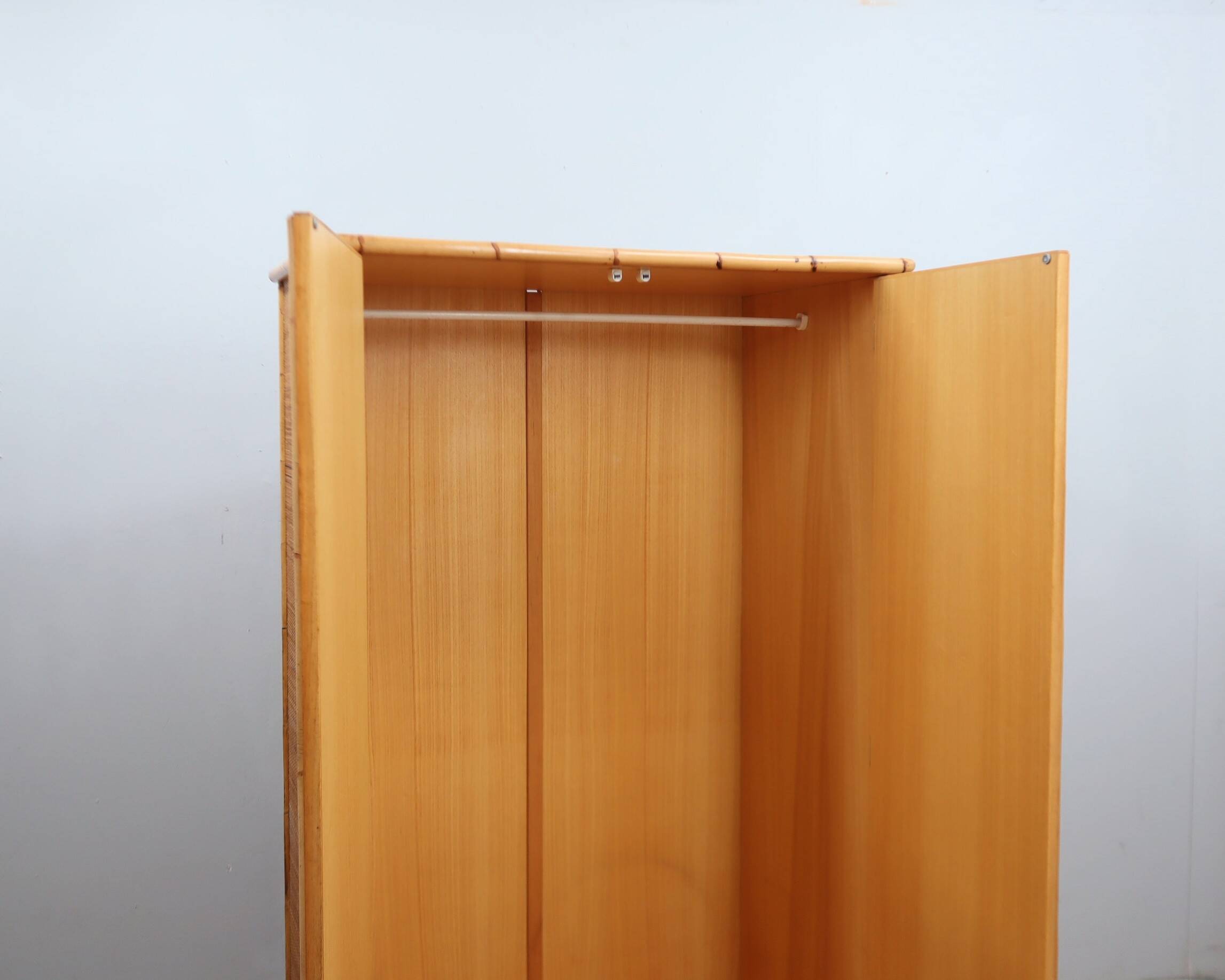 Vintage Dal Vera bamboo & rattan freestanding wardrobe 1970s