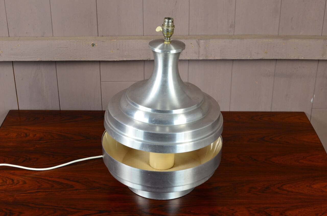 Vintage 1970s Brushed Aluminum Lamp