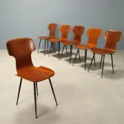 Vintage plywood and metal chairs, Italian design, 1960s.