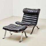 Fauteuil et ottoman Arne Norell Ari pour Norell Mobler, Suède 1966