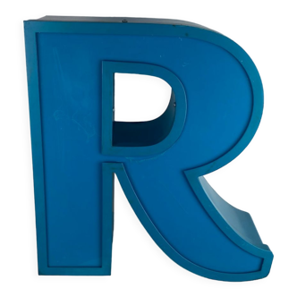 Letter R sign in aluminum aluminum and plexiglass plexi vintage 1970