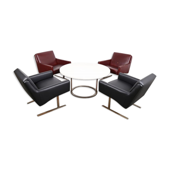 Set of 4 Wilkhahn Flexor armchairs and a coffee table by Georg Leowald