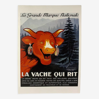Original advertising lithograph "The Laughing Cow" - Rare proof before publication around 1930