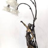 Bronze lamp signed Auguste Moreau – Woman with a shell