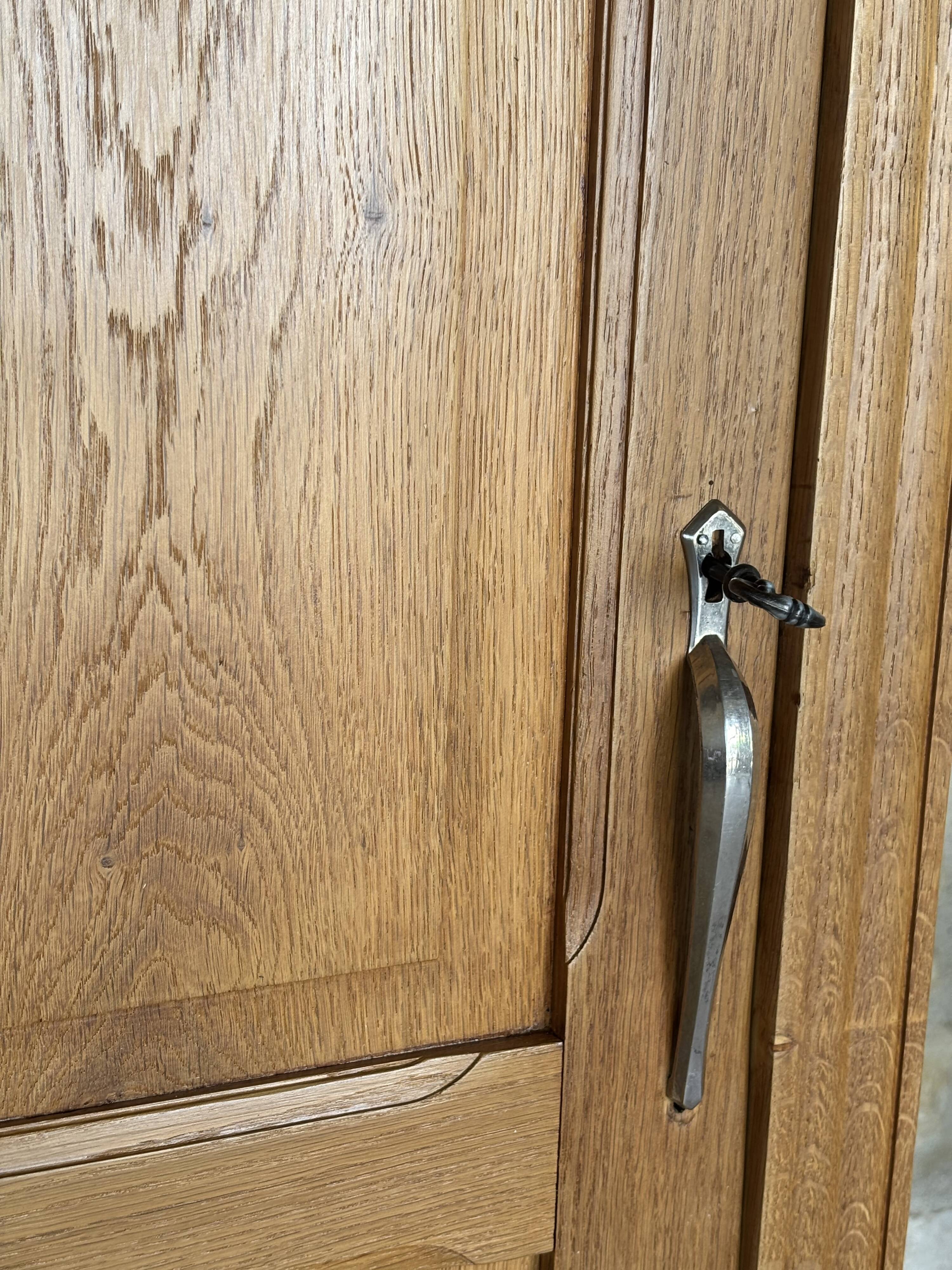 Restored solid oak bonnetière wardrobe