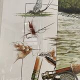 Tableau Image d'Épinal "La Pêche à la Mouche" Olivier Claudon