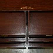 Commode vintage anglo-indienne en bois dur avec incrustations en laiton
