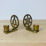 2 brass candlesticks christmas tree and star