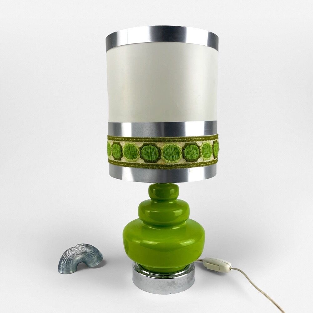 Green ceramic table lamp and fabric 70