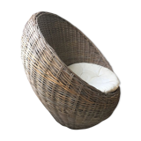 Fauteuil rond tressé en rotin