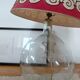 Dame-Jeanne XXL glass floor lamp with vintage lampshade.