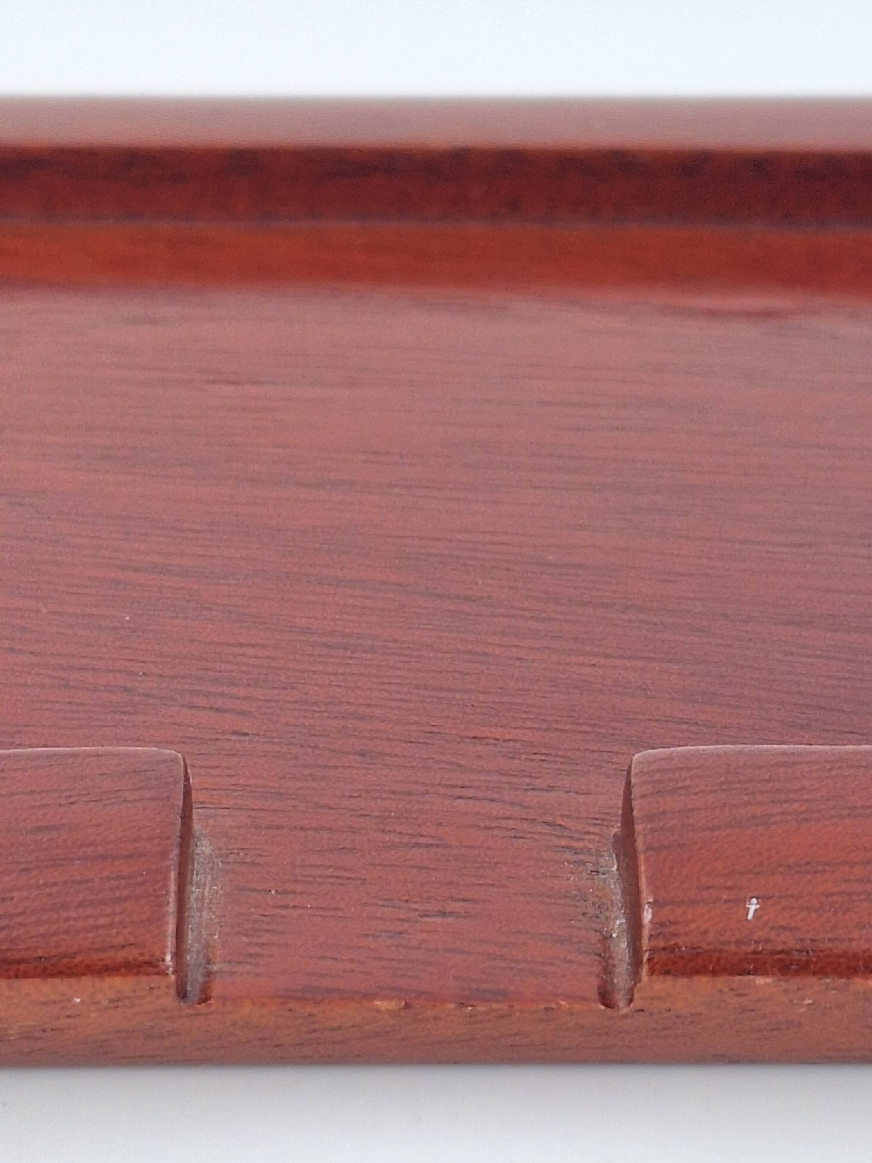Small card holder tray in hollowed solid mahogany circa 1960 (dlg Noll) C in Paris