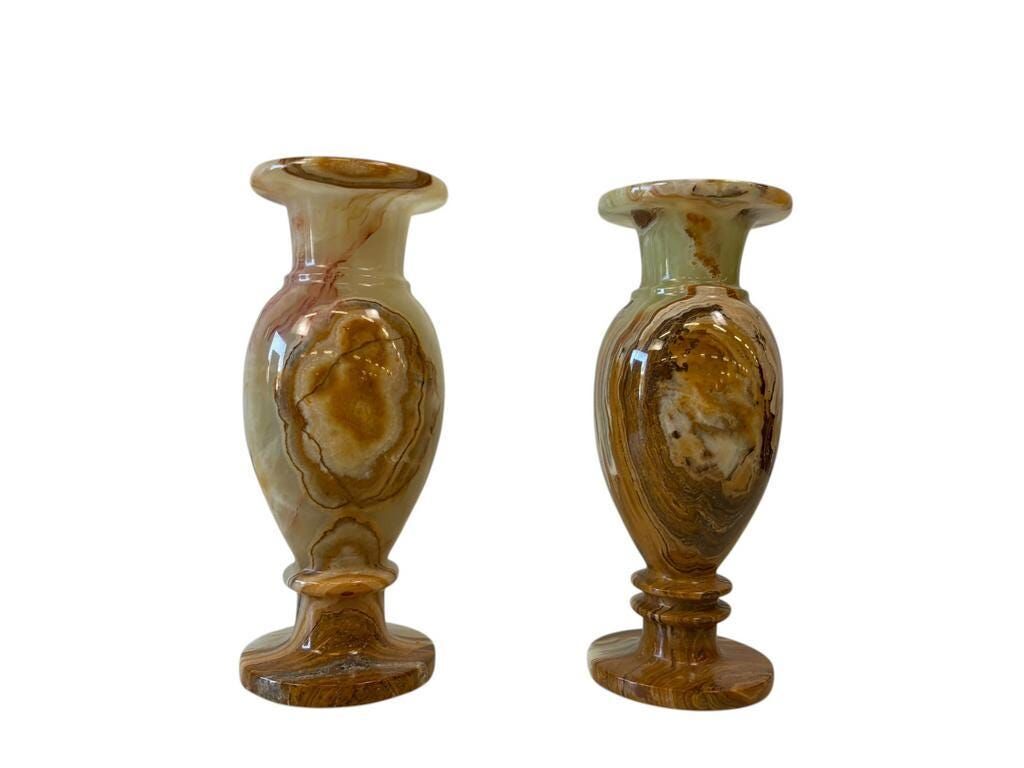Set of 2 vintage onyx vases / decorative vase