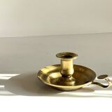 Antique solid bronze hand candlestick