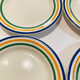 4 striped earthenware plates made in Romania