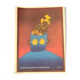 Affiche originale Jean Michel Folon 1983 un nouveau moyen de communication : l'audio visuel