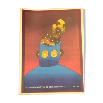 Original poster Jean Michel Folon 1983 a new means of communication: visual audio
