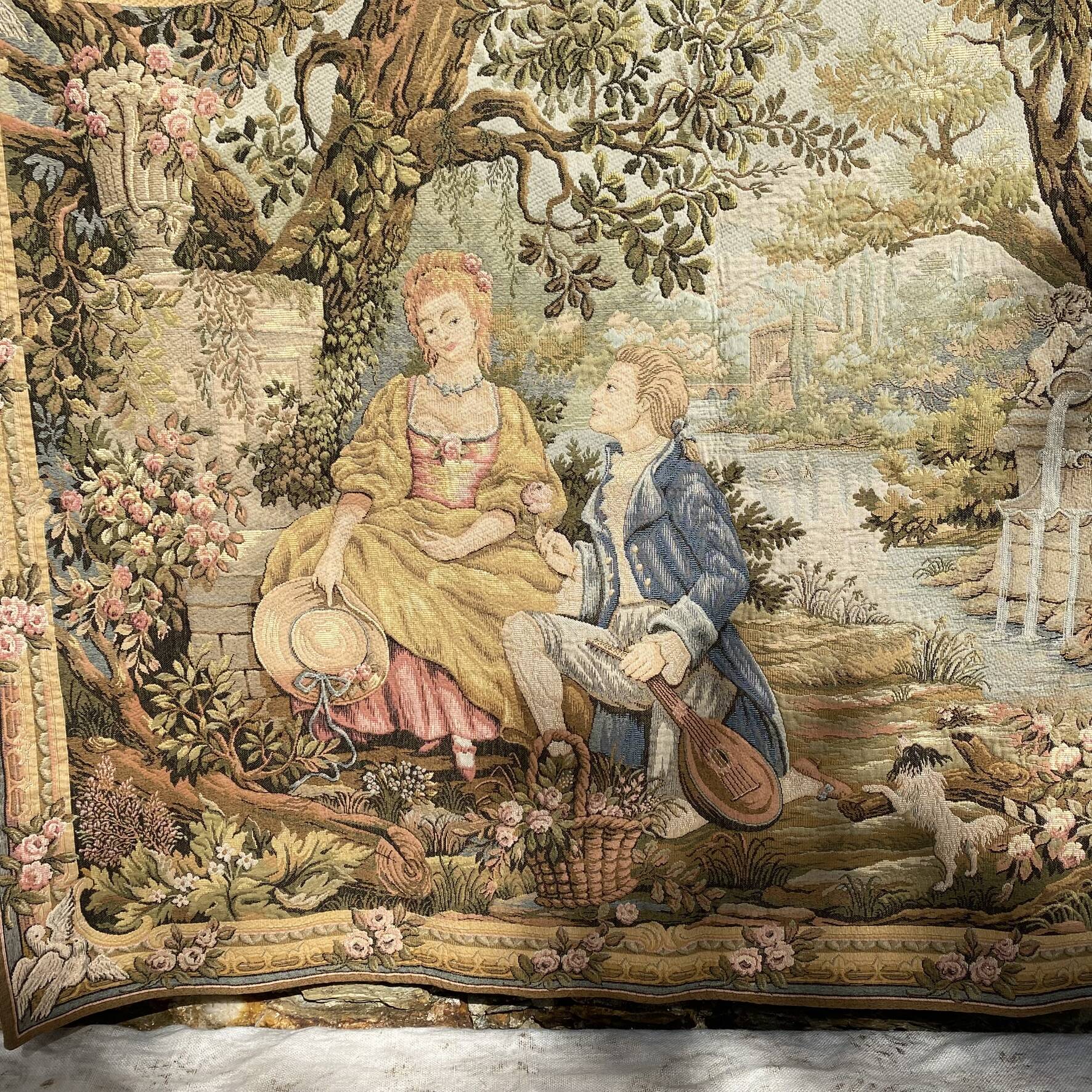 Tapisserie murale romantique "Jardin d'Amour", Franklin Mint, France