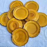 Set of 11 saffron Fleur de lys dessert plates ADP