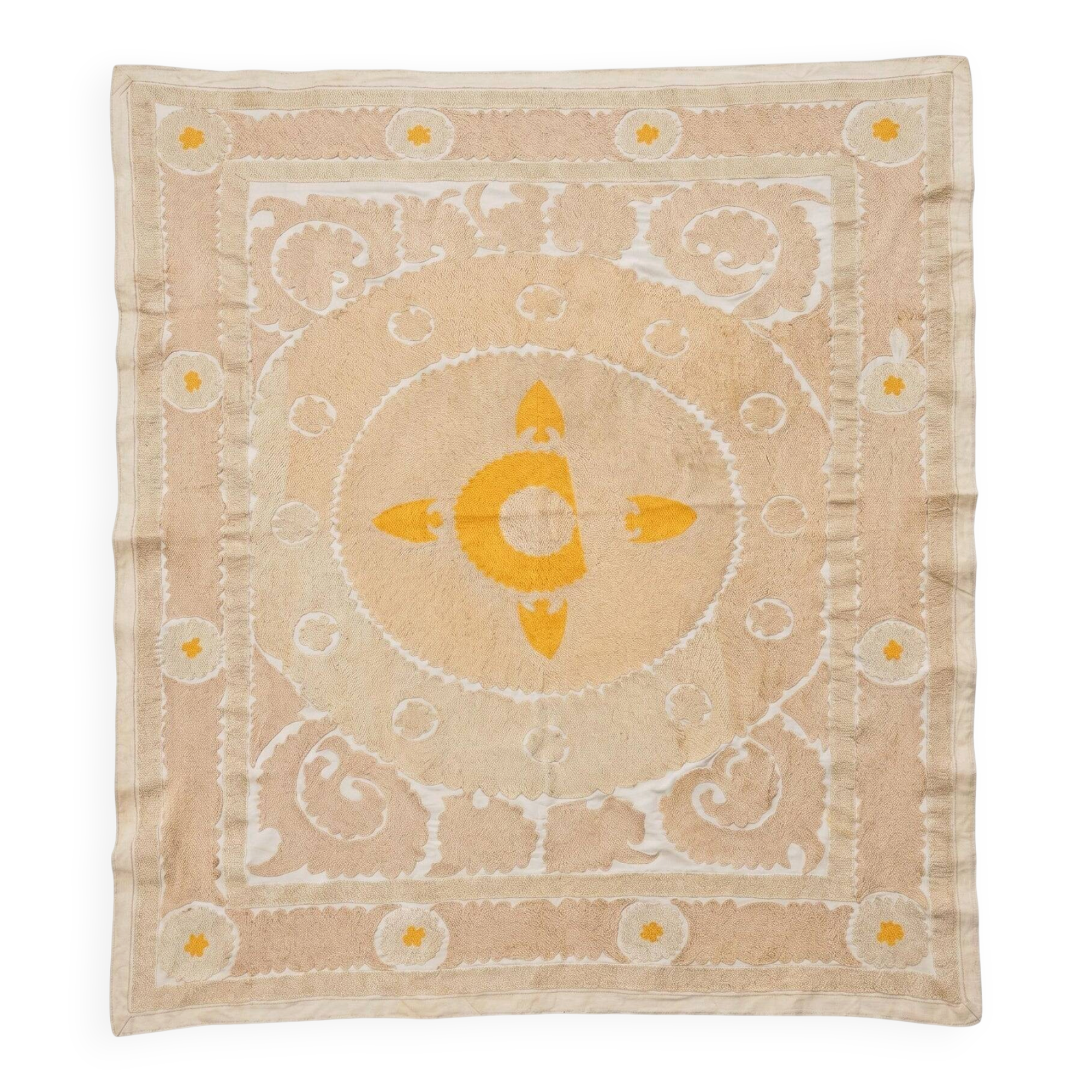 Nappe brodée à la main vintage 123x147 cm