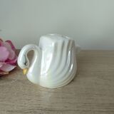 Iridescent White Ceramic Swan, Toothbrush Holder Swan, Bathroom Decoration Swan