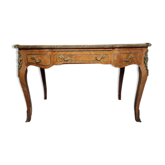 Wooden marquetry desk Louis XV style nineteenth century