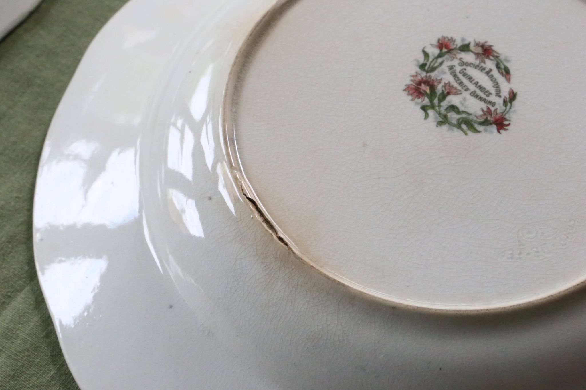 Soup plates x4, Onnaing, Guirlande model, 19th century