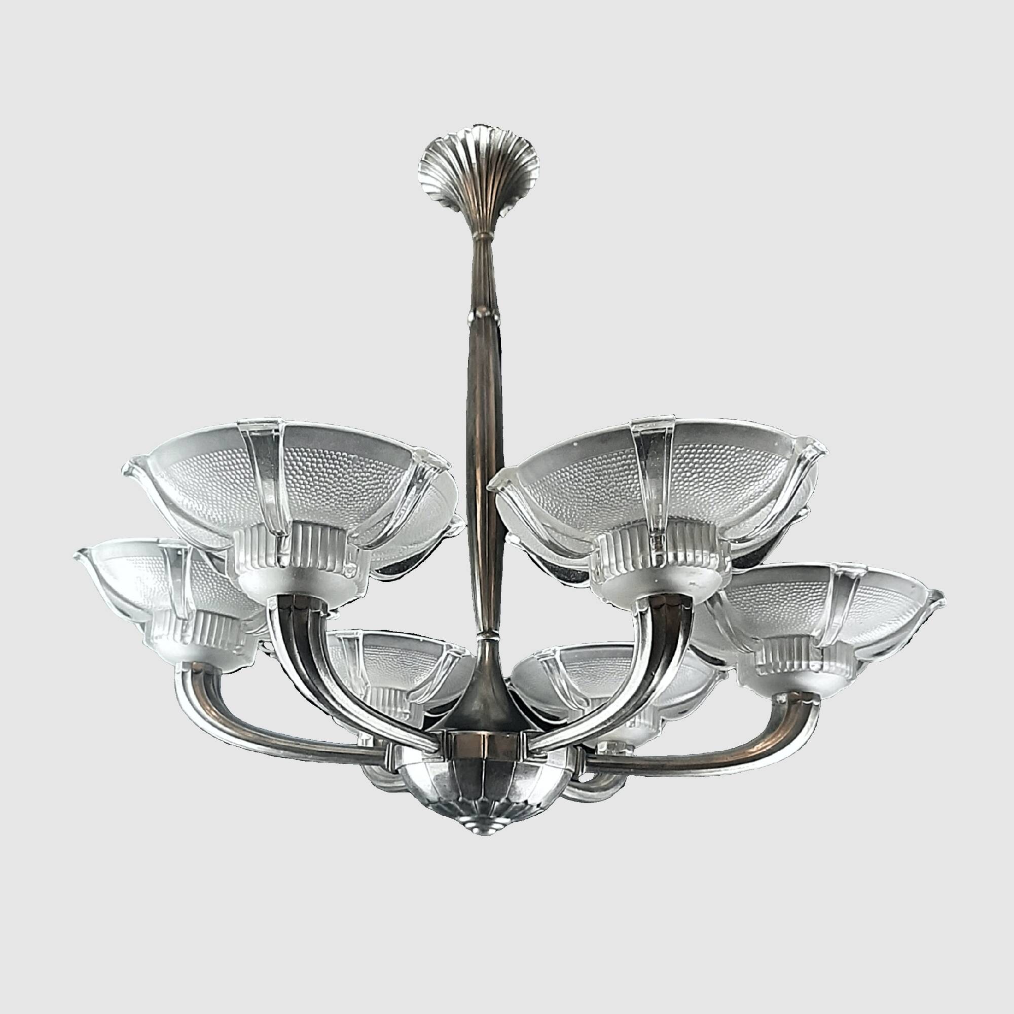 Lustre art deco 6 coupelles ezan