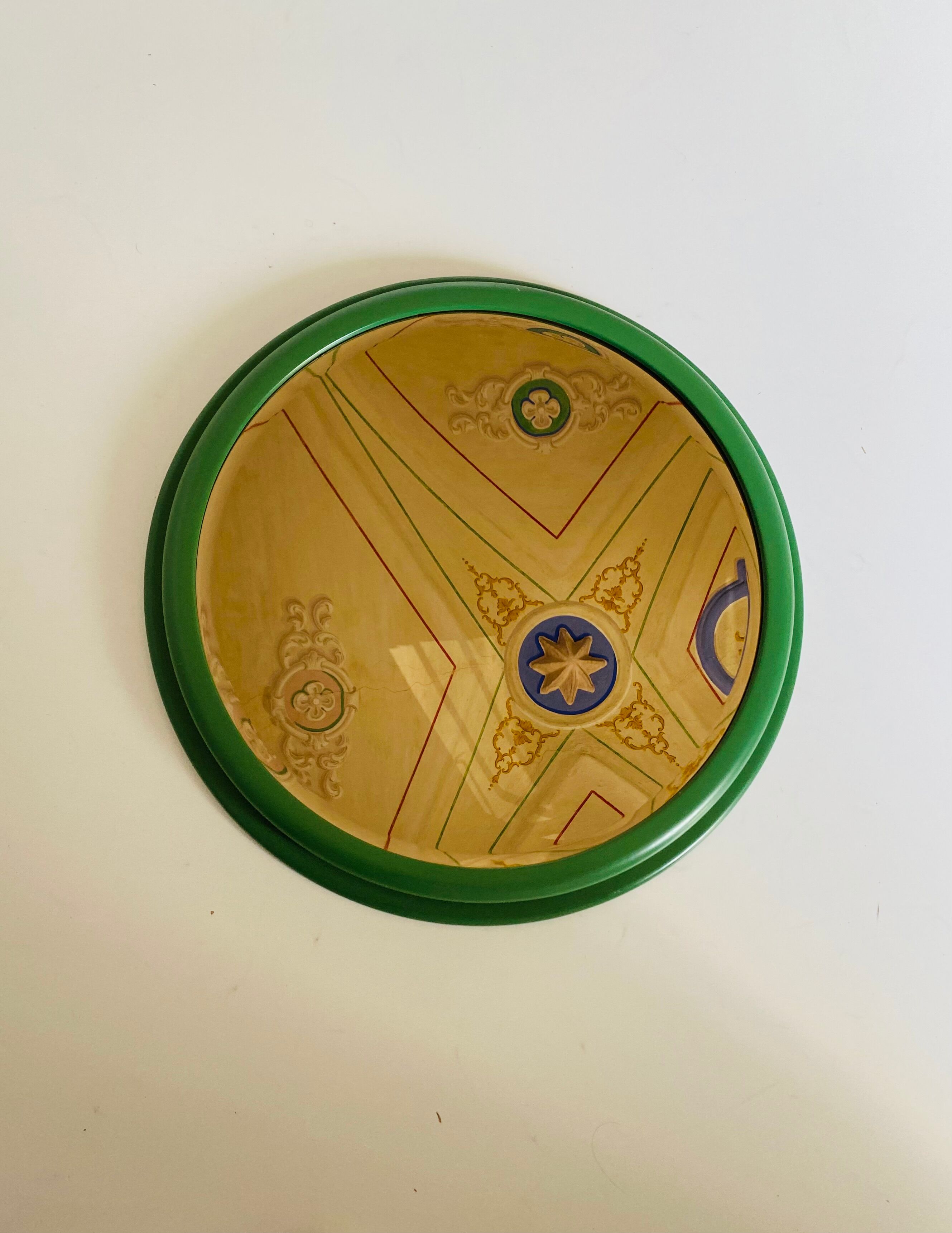 1960s vintage green wall mirror