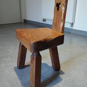 Tripod chair for children, Scandinavian chalet brutalist design.
