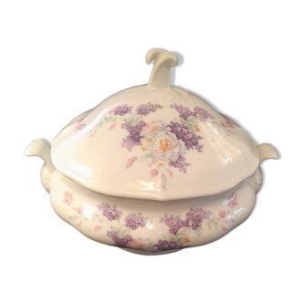 Soupière en porcelaine Sona Verona Ancap à décor de lilas et roses