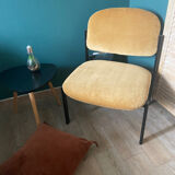 Velvet and metal armchair