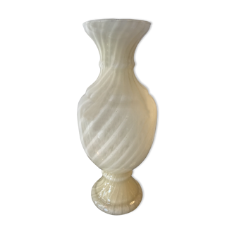 Vase à godrons en verre de Murano sur piédouche