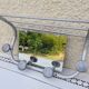 Vintage train style wall-mounted hat rack with angled mirror.