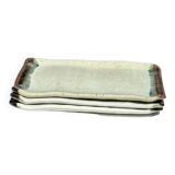 Trio of small rectangular serving dishes white and black Indonesian ceramic 21x16