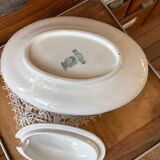 Saucière ancienne Terre de Fer et son couvercle Gien modèle Montigny