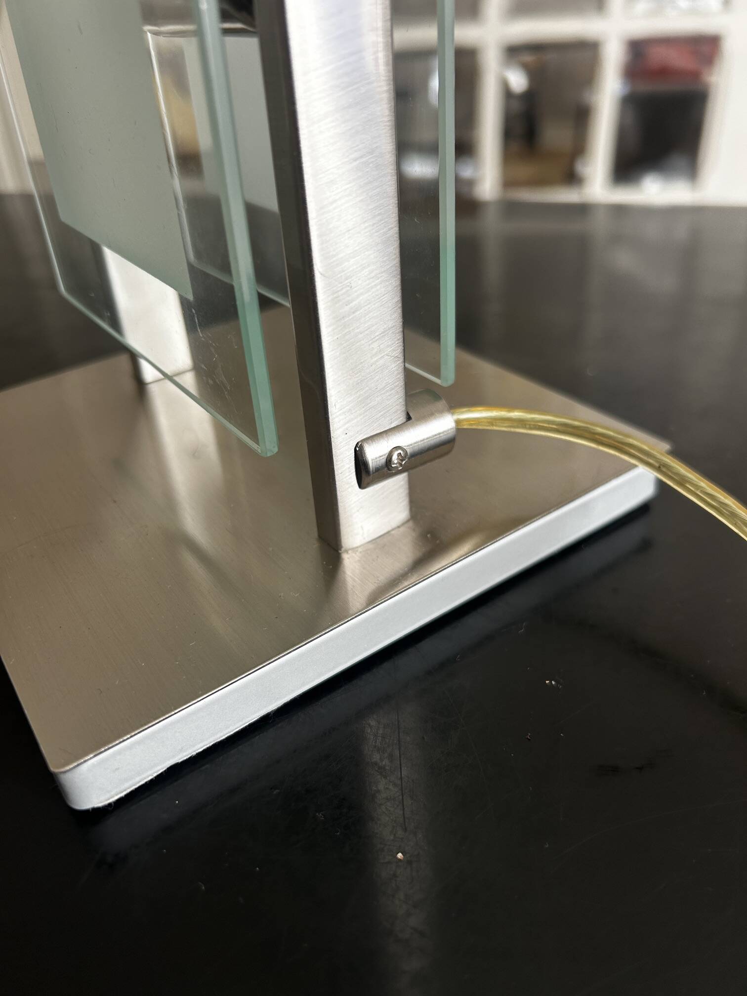 chrome and glass table lamp