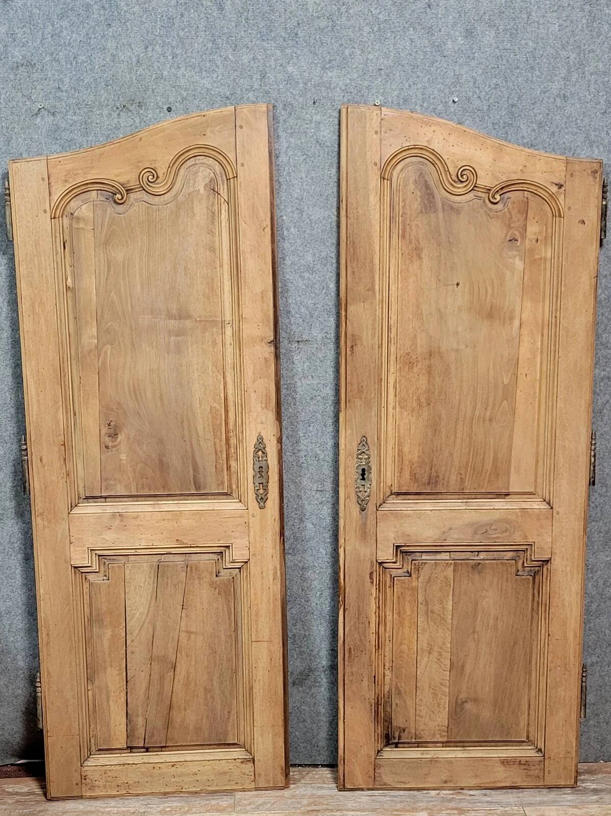 Pair of Louis XV period molded doors in solid wood