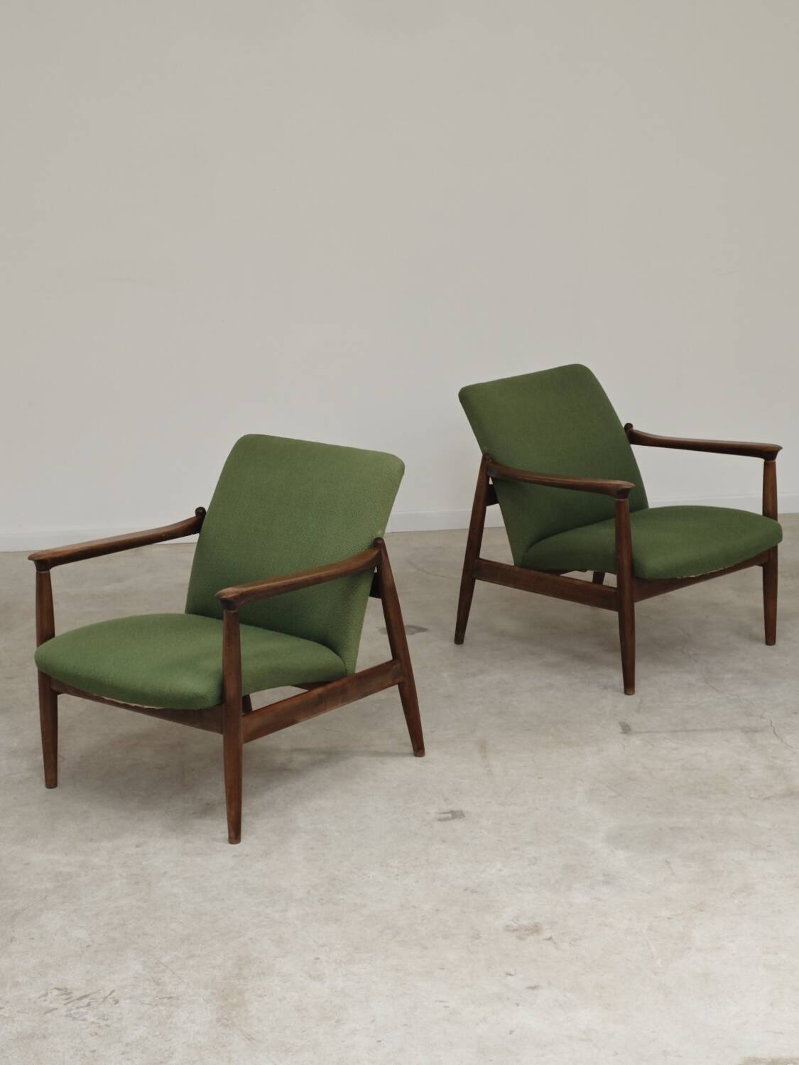 Pair of green GMF 64 armchairs by
Edmund Homa, Poland, 1960s