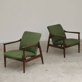 Pair of green GMF 64 armchairs by
Edmund Homa, Poland, 1960s