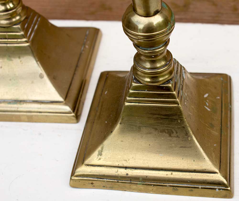 Old pair of brass candlesticks