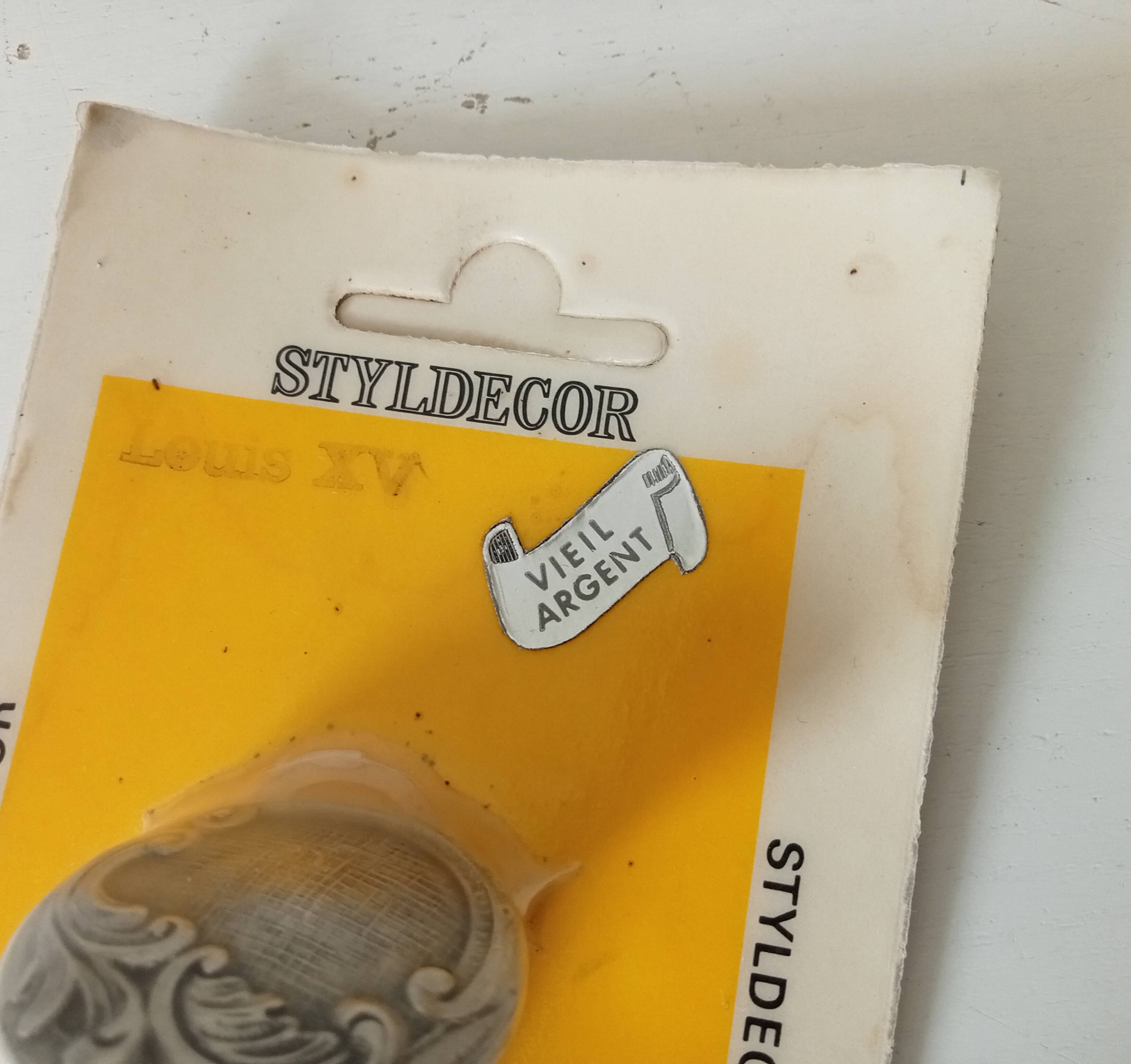 Antique furniture knob, old silver, Louis XV style